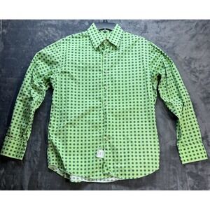 Roar Shirt Mens Extra Large Button Up Polka Dots All Over‎ Print Green Neon